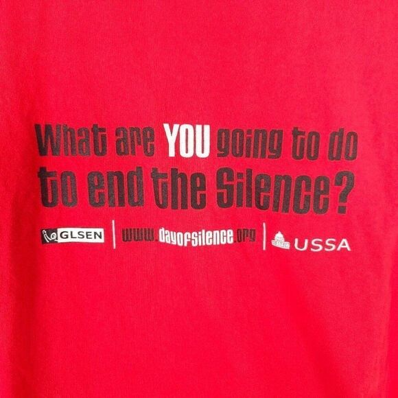 Vintage Day Of Silence T Shirt Mens Size Large Red Y2K LGBTQ+ Activism GLSEN - Picture 4 of 6